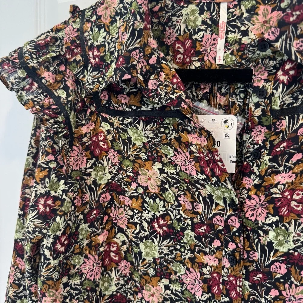 Free People NWT Daybreak Blouse Floral Long Sleeve Ruffles